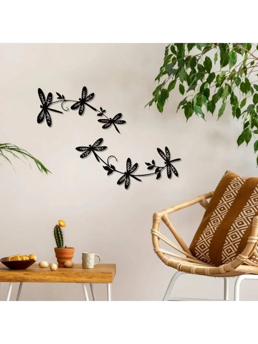 Dragonfly Metal Wall Art Set - 2 Piece Rustproof Decor for Indoor & Outdoor